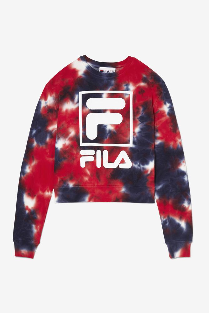 Fila Sweatshirt Womens Navy/Red Ashley Tie Dye - Ireland 05819-JOSL